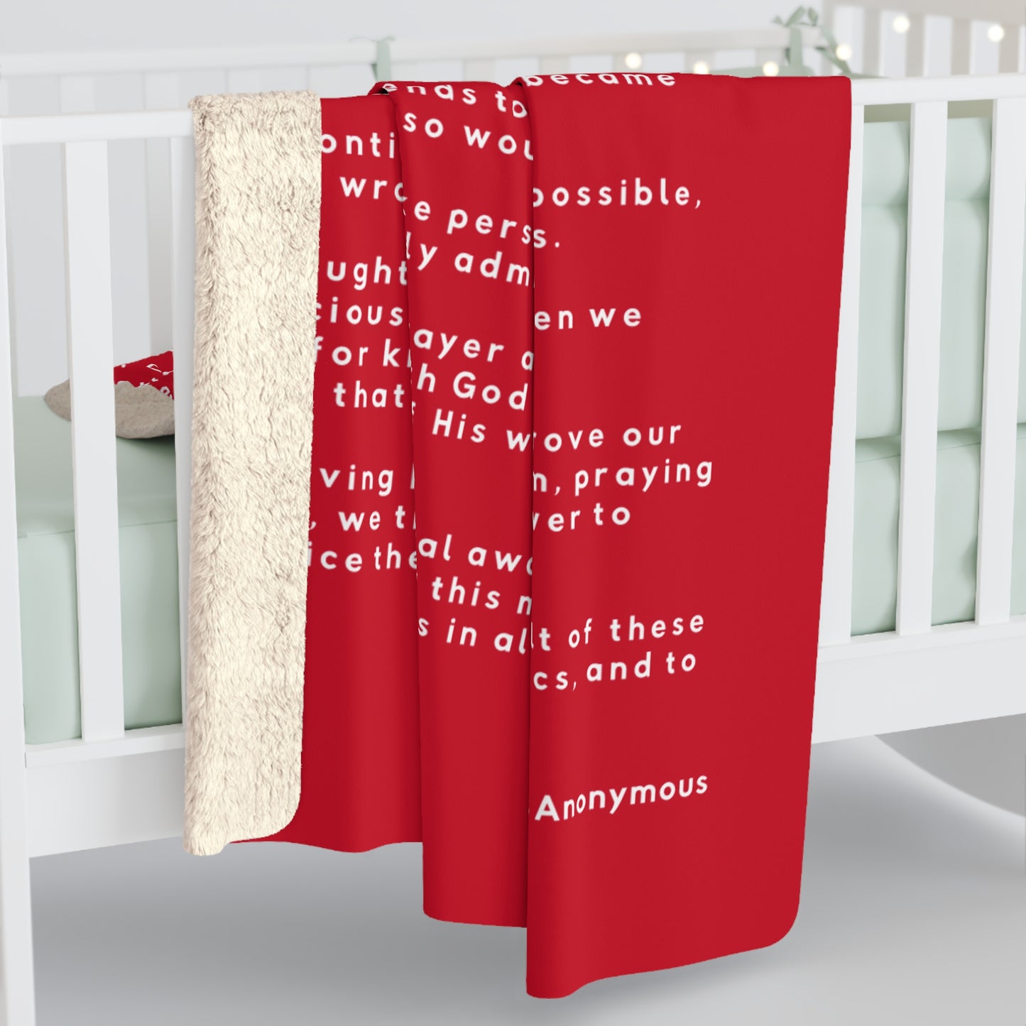 Haler Smith - Home Decor - Haler Smith Sherpa Fleece Blanket - 12 Steps - Dark Red