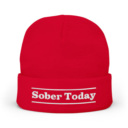 Haler Smith - Hats - Haler Smith Knit Beanie - Sober Today 3 - White Letters