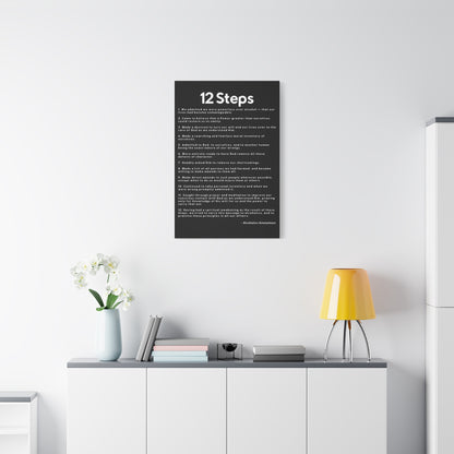 Haler Smith Matte Canvas - 12 Steps - Vertical Black Matte Finish - White Letters