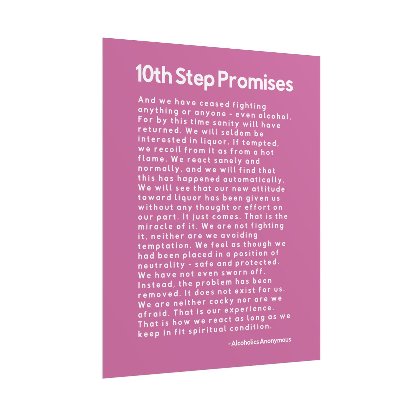 Haler Smith - Poster - Haler Smith Rolled Poster - 10th Step Promises - Vertical Light Pink Matte Finish