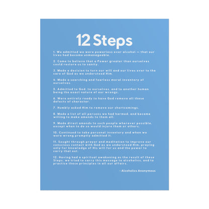 Haler Smith - Poster - Haler Smith Rolled Poster - 12 Steps - Vertical Light Blue Matte Finish - White Letters