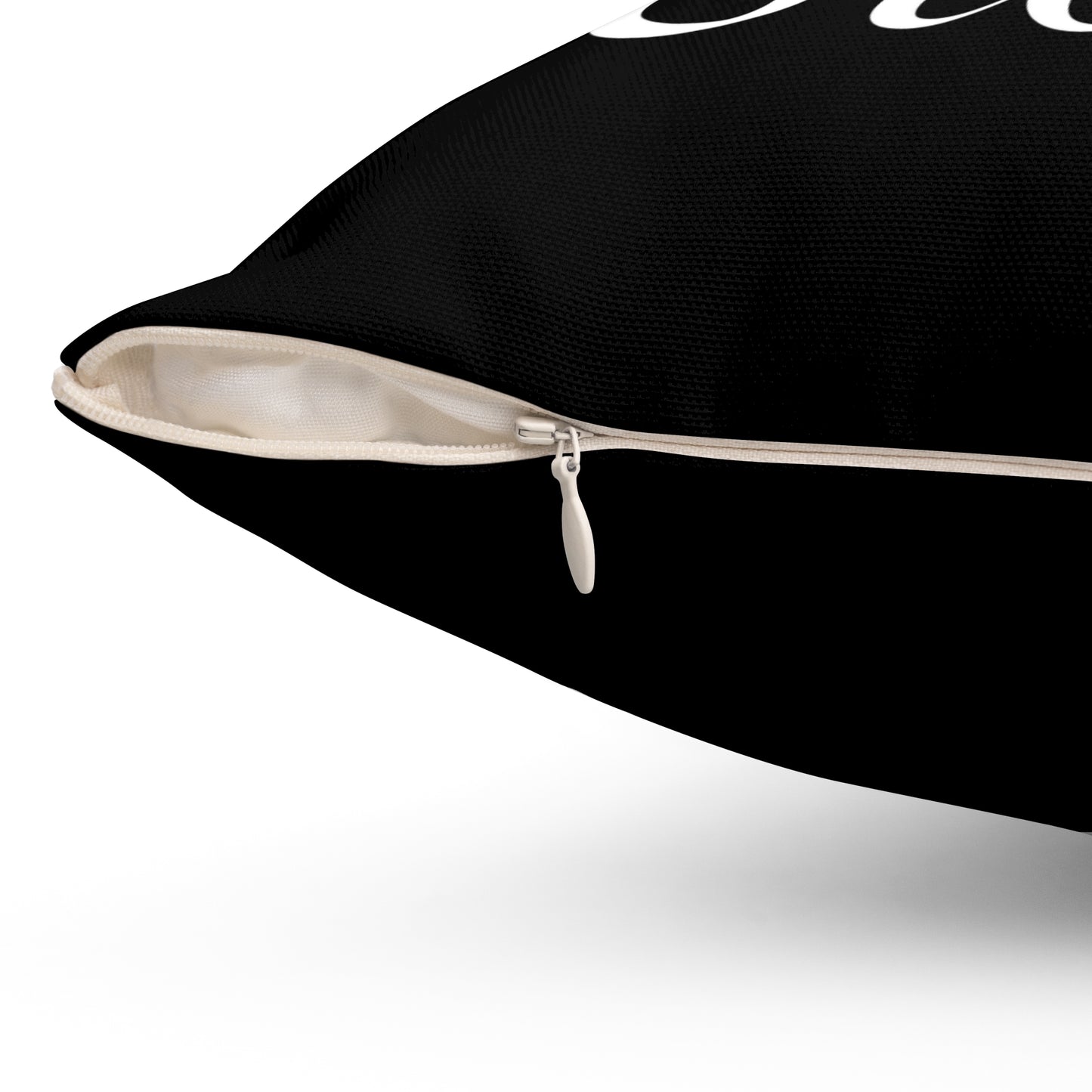 Haler Smith Polyester Square Pillow Black - Live The Steps - White Letters