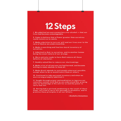 Haler Smith - Poster - Haler Smith Rolled Poster - 12 Steps - Vertical Red Matte Finish - White Letters