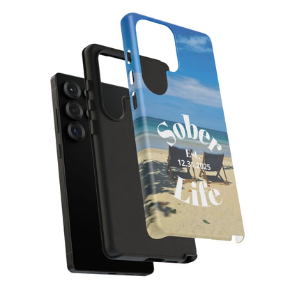 Recovery Phone Case | Sober Life Est. Design 1 | Beach Scene Samsung Galaxy Case