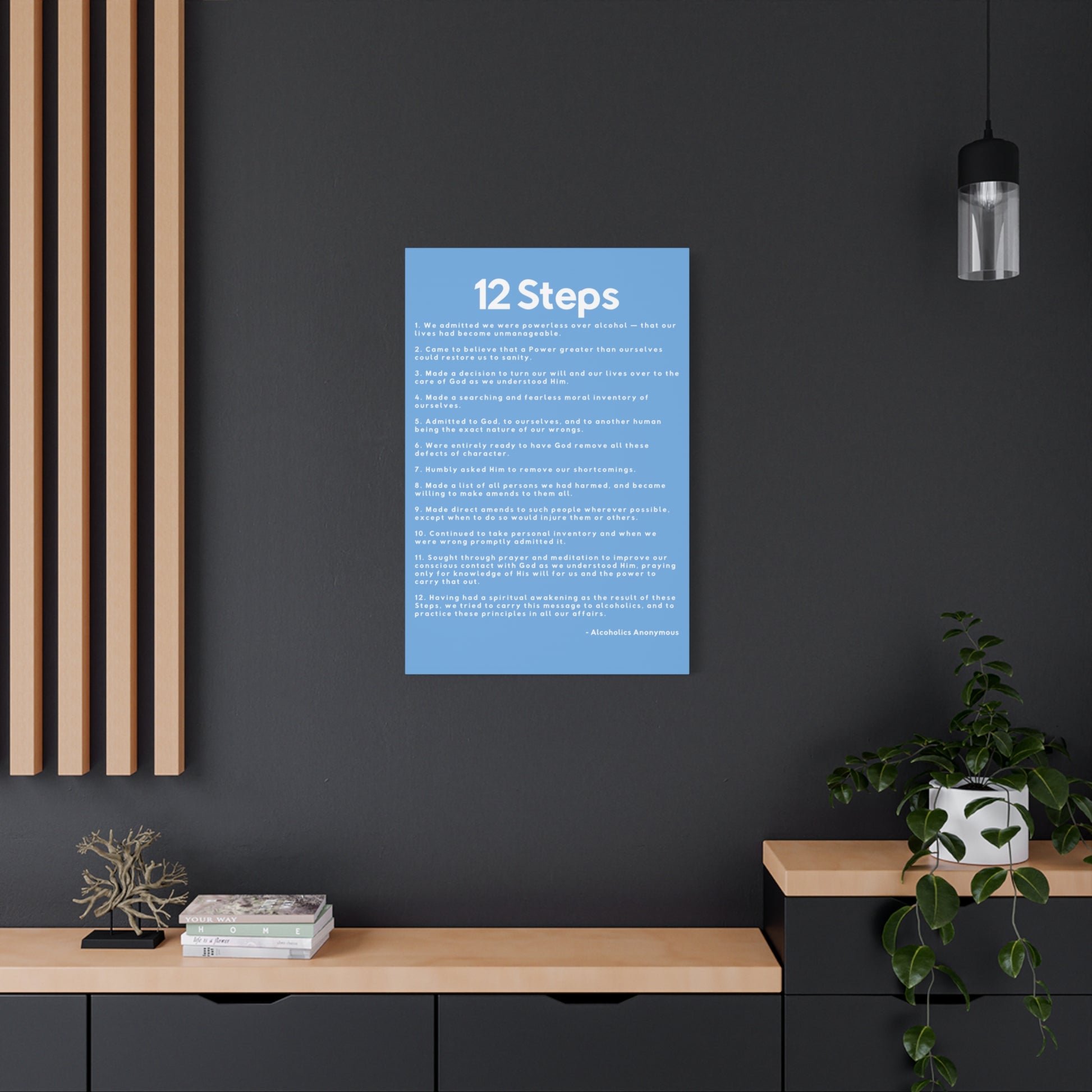 Haler Smith - Canvas - Haler Smith Matte Canvas - 12 Steps - Vertical Light Blue Matte Finish