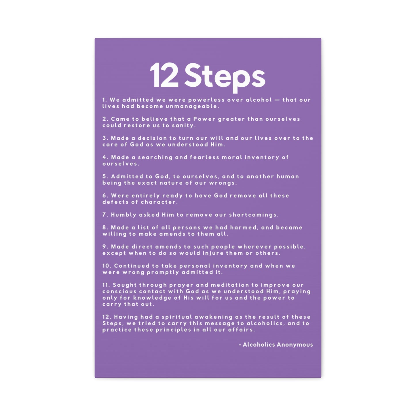 Haler Smith - Canvas - Haler Smith Matte Canvas - 12 Steps - Vertical Light Purple Matte Finish