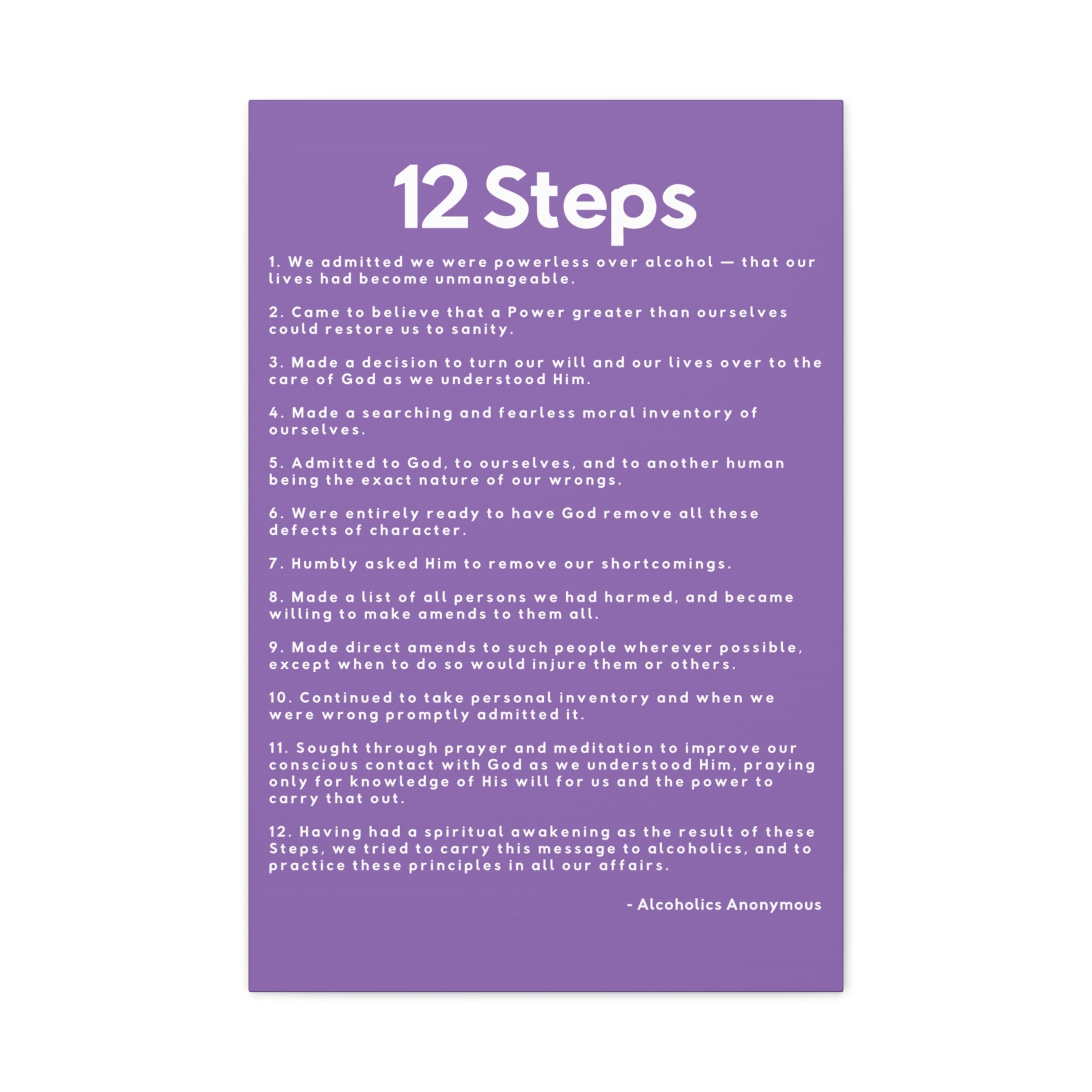 Haler Smith - Canvas - Haler Smith Matte Canvas - 12 Steps - Vertical Light Purple Matte Finish
