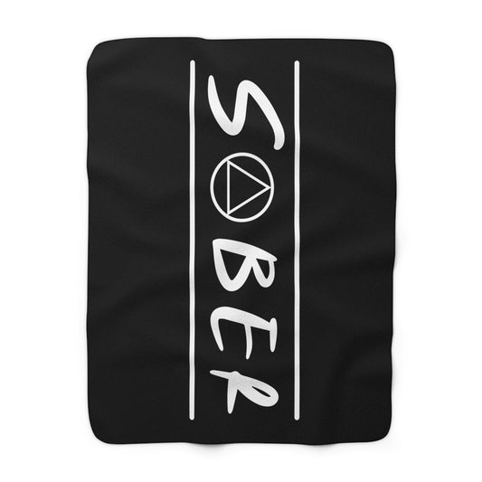 Recovery Sherpa Fleece Blanket | Sober Design 1 | Black