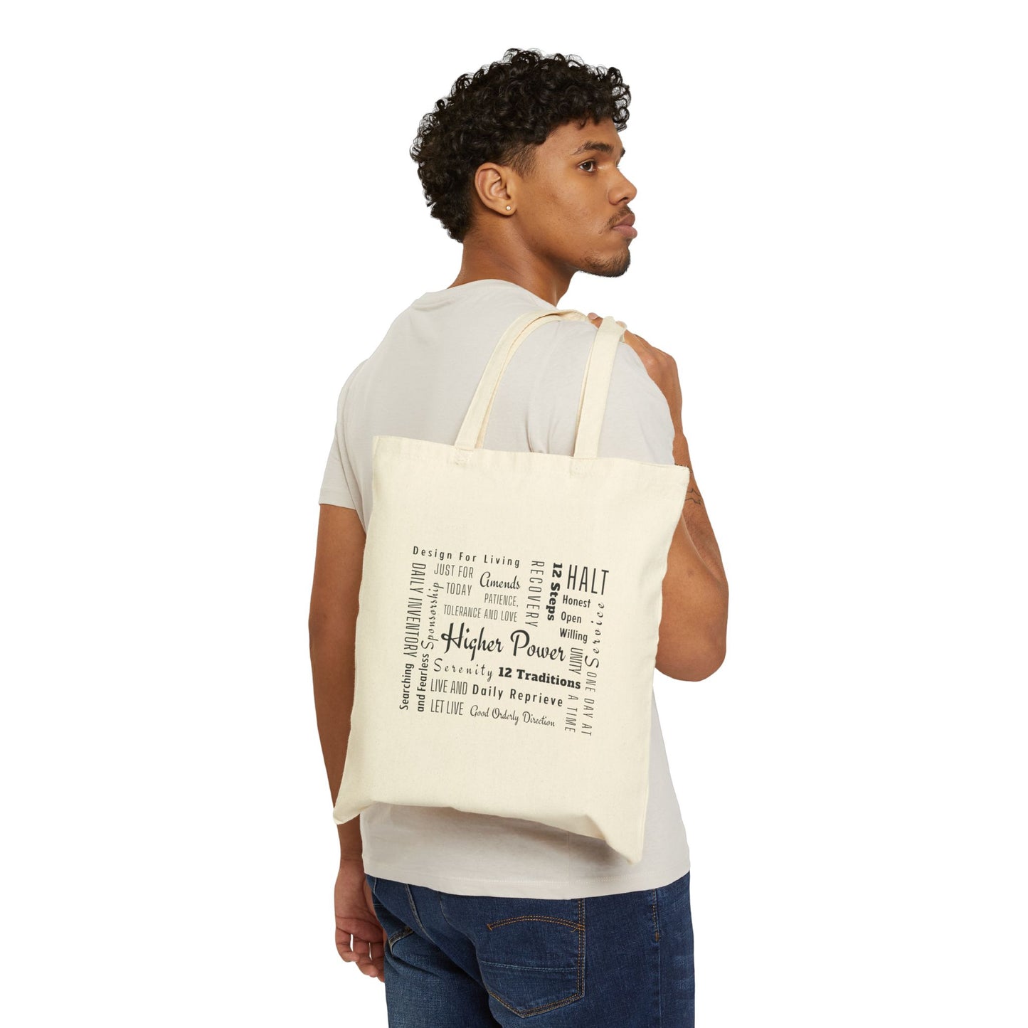 Haler Smith Cotton Canvas Tote Bag - Recovery Phrases 1 - Natural