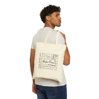 Haler Smith Cotton Canvas Tote Bag - Recovery Phrases 1 - Natural
