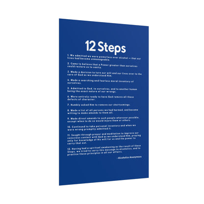 Haler Smith - Poster - Haler Smith Rolled Poster - 12 Steps - Vertical Dark Blue Matte Finish - White Letters