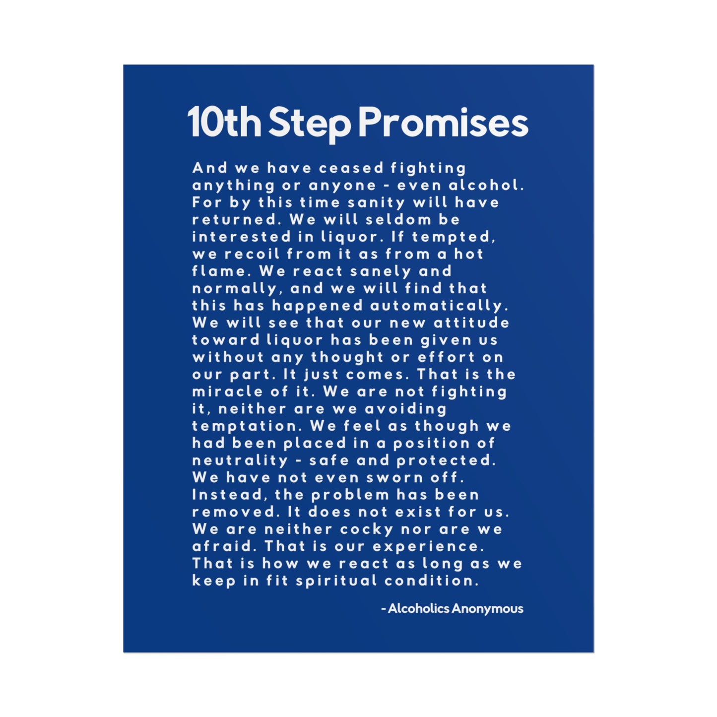 Haler Smith - Poster - Haler Smith Rolled Poster - 10th Step Promises - Vertical Dark Blue Matte Finish