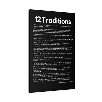 Haler Smith Matte Canvas - 12 Traditions - Vertical Black Matte Finish - White Letters