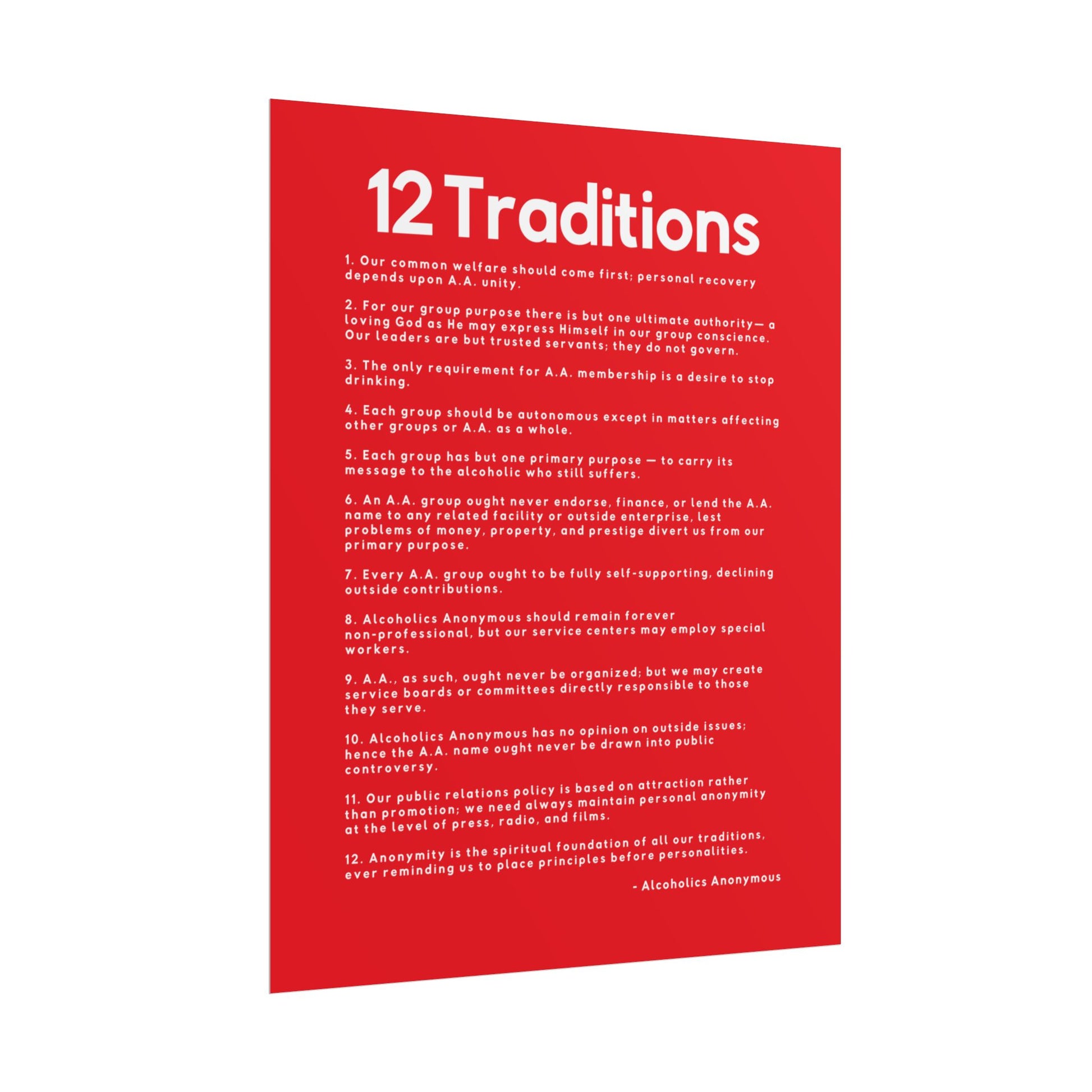 Haler Smith - Poster - Haler Smith Rolled Poster - 12 Traditions - Vertical Red Matte Finish