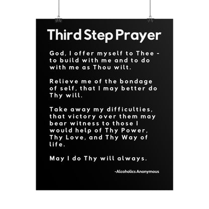 Haler Smith Rolled Poster - 3rd Step Prayer - Vertical Black Matte Finish - White Letters
