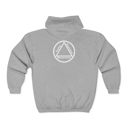Sobriety Zip Hoodie | Unity Service Recovery Design 1 On The Back