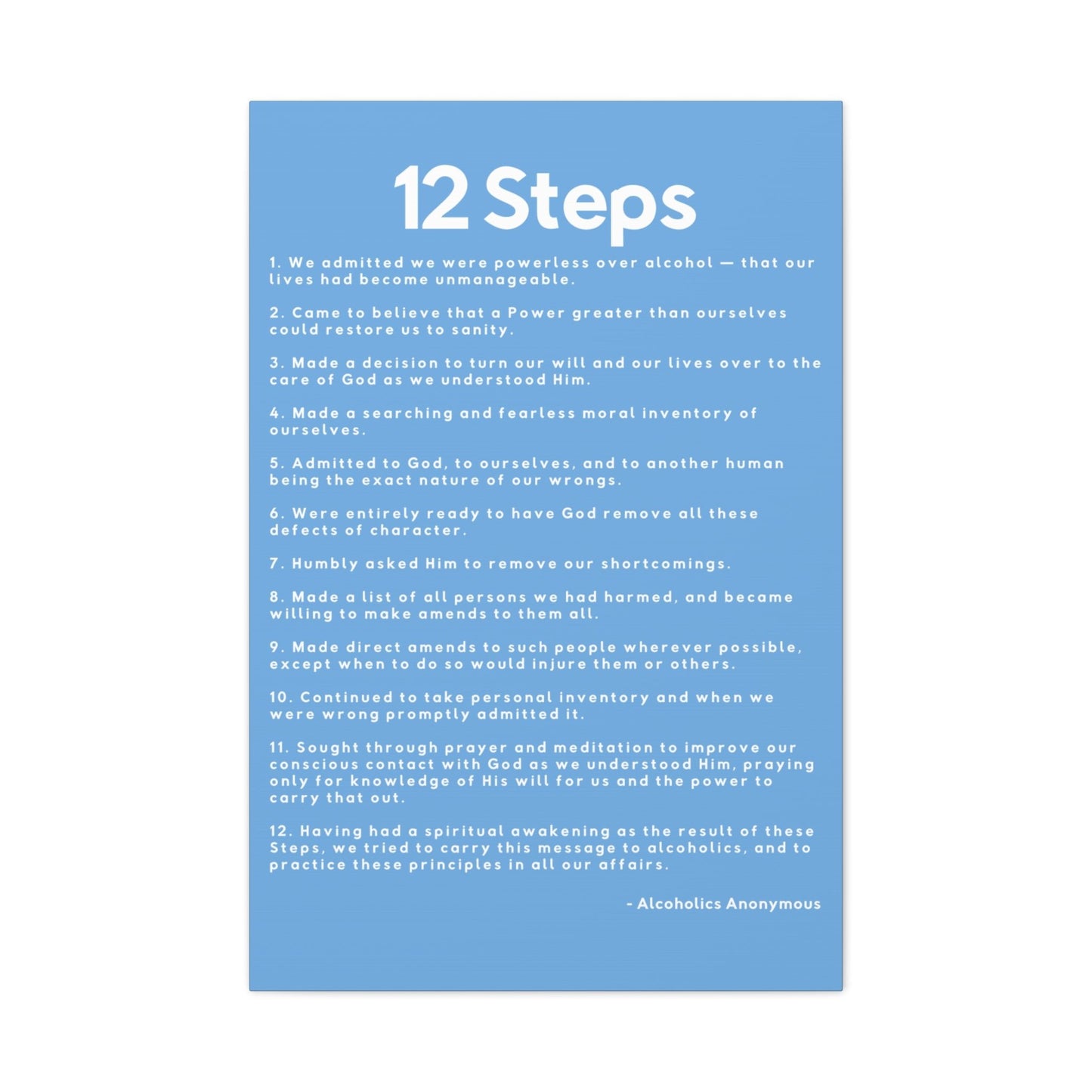 Haler Smith - Canvas - Haler Smith Matte Canvas - 12 Steps - Vertical Light Blue Matte Finish