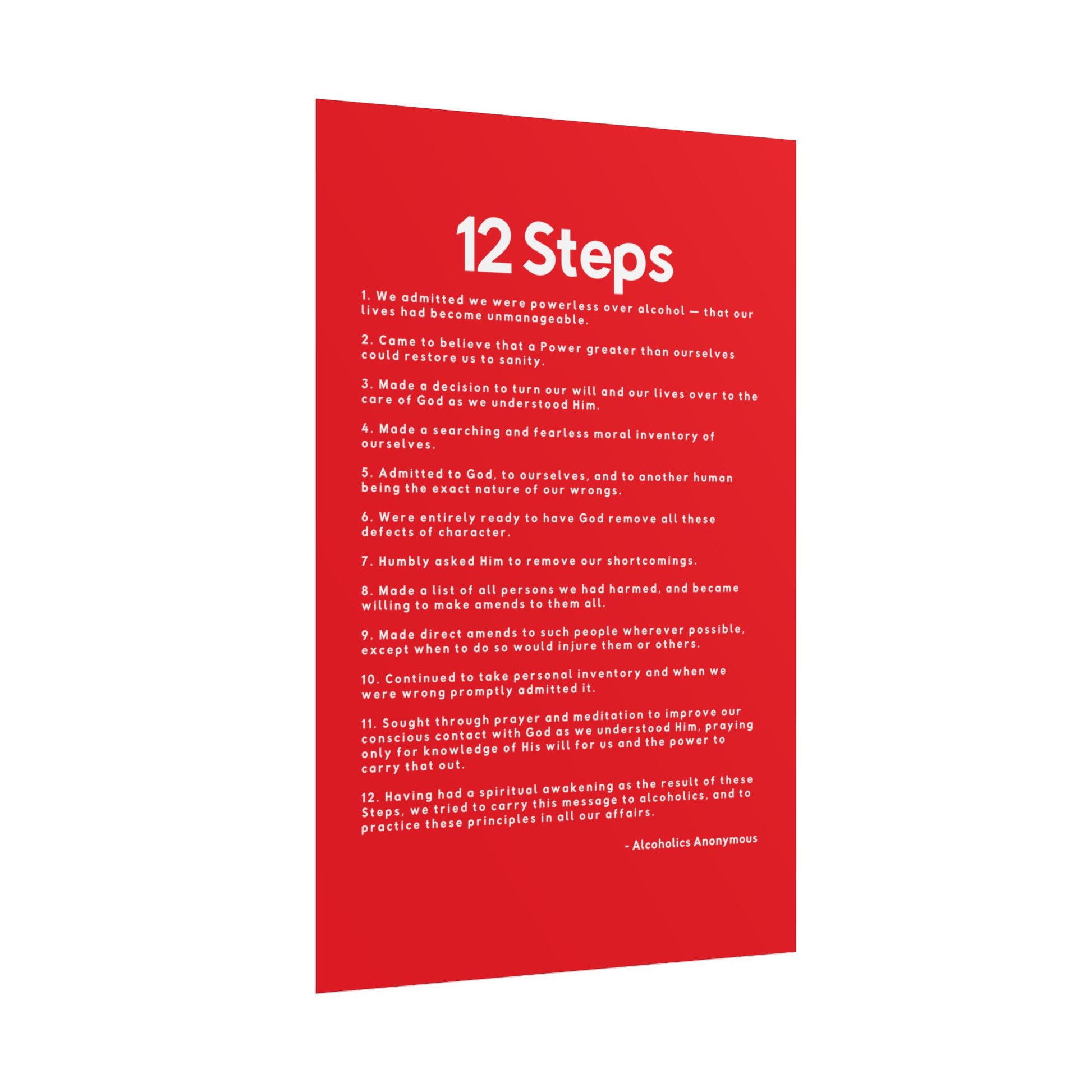 Haler Smith - Poster - Haler Smith Rolled Poster - 12 Steps - Vertical Red Matte Finish - White Letters