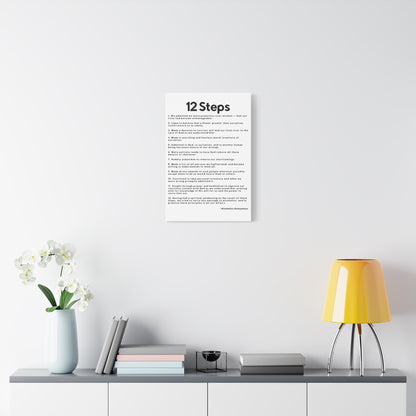 Haler Smith Matte Canvas - 12 Steps - Vertical White Matte Finish - Black Letters