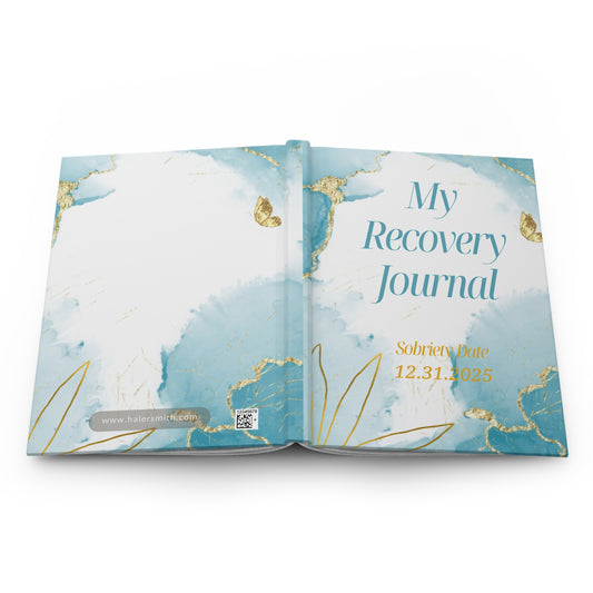 Sobriety Hardcover Journal | My Recovery Journal Sobriety Date | Gold Leaf Scene