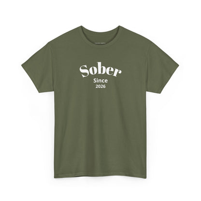 Recovery Short Sleeve T-Shirt | Sober Since Design 1 On The Front
