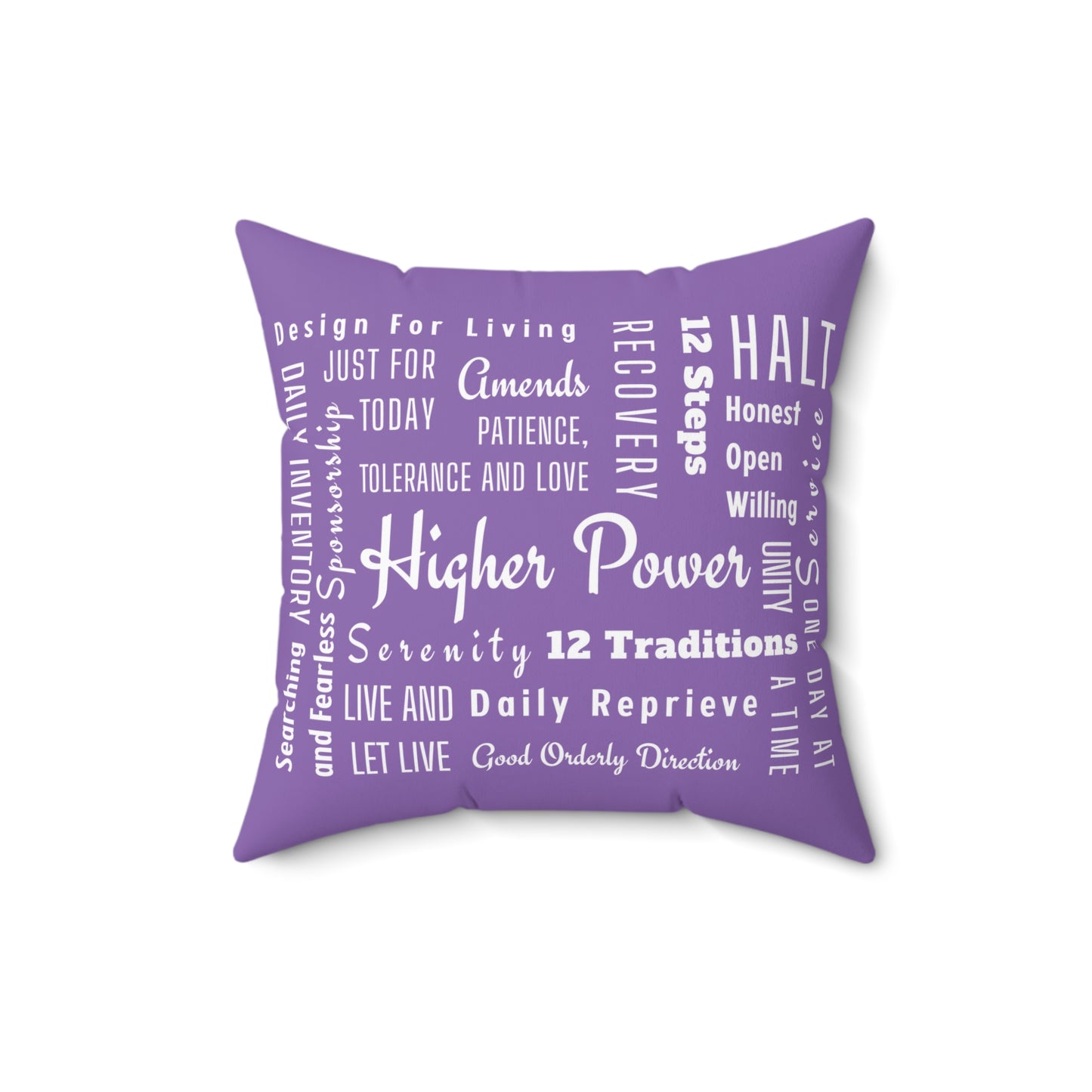 Haler Smith Square Polyester Pillow - Recovery Phrases 1 - Light Purple