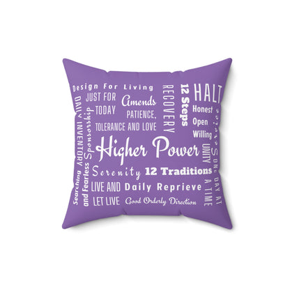 Haler Smith Square Polyester Pillow - Recovery Phrases 1 - Light Purple