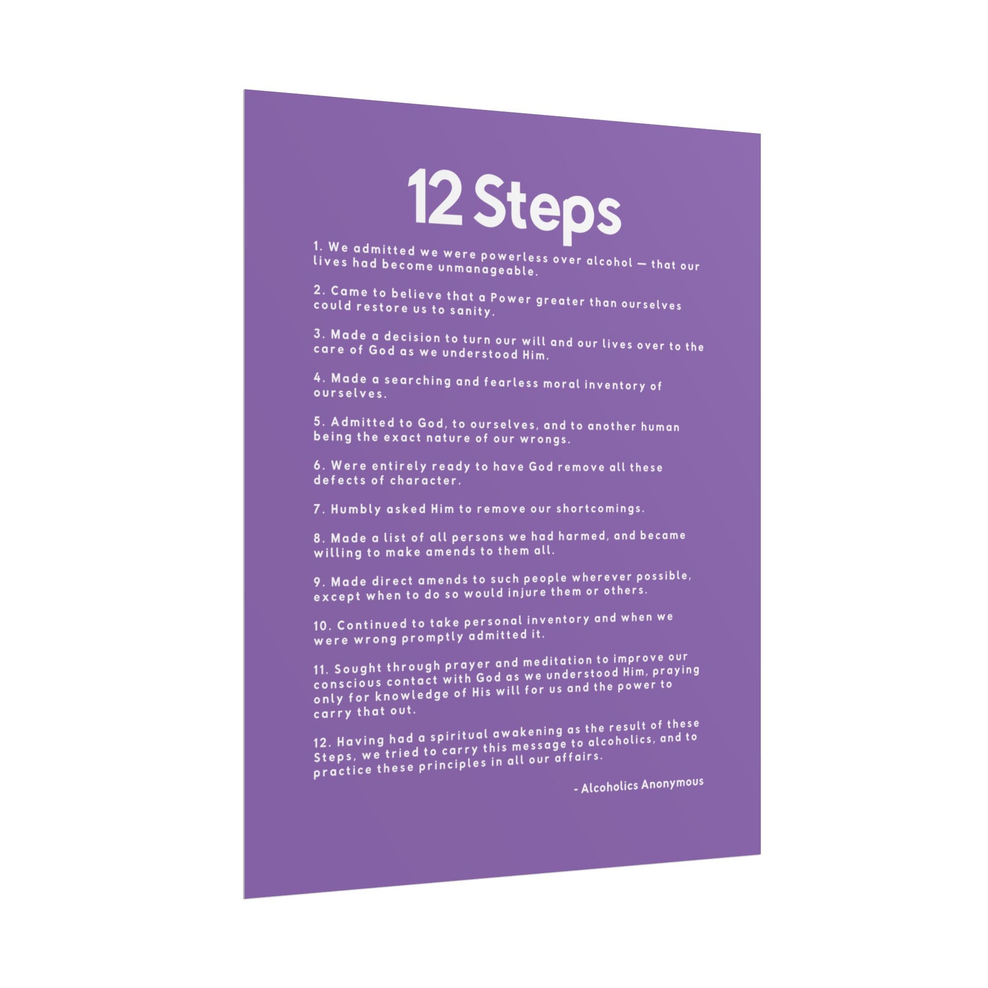 Haler Smith - Poster - Haler Smith Rolled Poster - 12 Steps - Vertical Light Purple Matte Finish