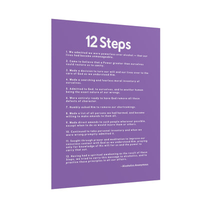 Haler Smith - Poster - Haler Smith Rolled Poster - 12 Steps - Vertical Light Purple Matte Finish