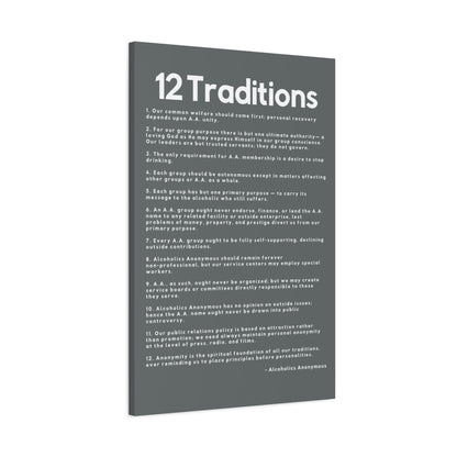 Haler Smith - Canvas - Haler Smith Matte Canvas - 12 Traditions - Vertical Dark Gray Matte Finish