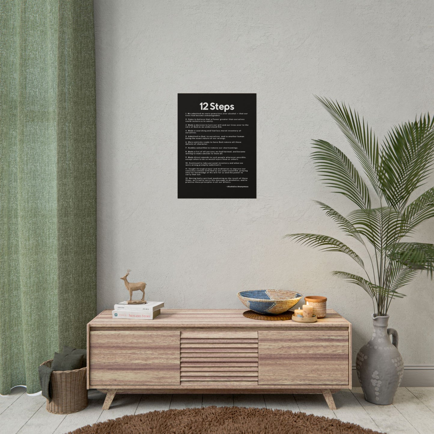 Haler Smith Rolled Poster - 12 Steps - Vertical Black Matte Finish - White Letters