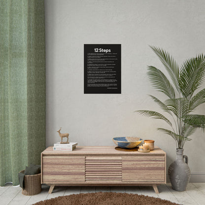 Haler Smith Rolled Poster - 12 Steps - Vertical Black Matte Finish - White Letters
