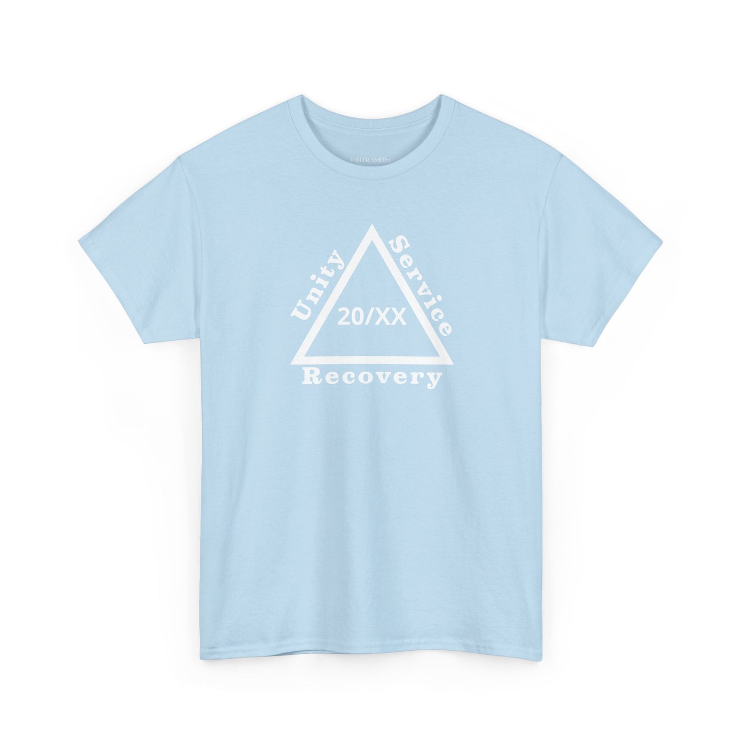 Recovery Short Sleeve T-Shirt | Unity Service Recovery Sobriety Years Design 1 On The Front