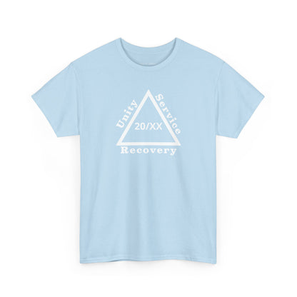 Recovery Short Sleeve T-Shirt | Unity Service Recovery Sobriety Years Design 1 On The Front