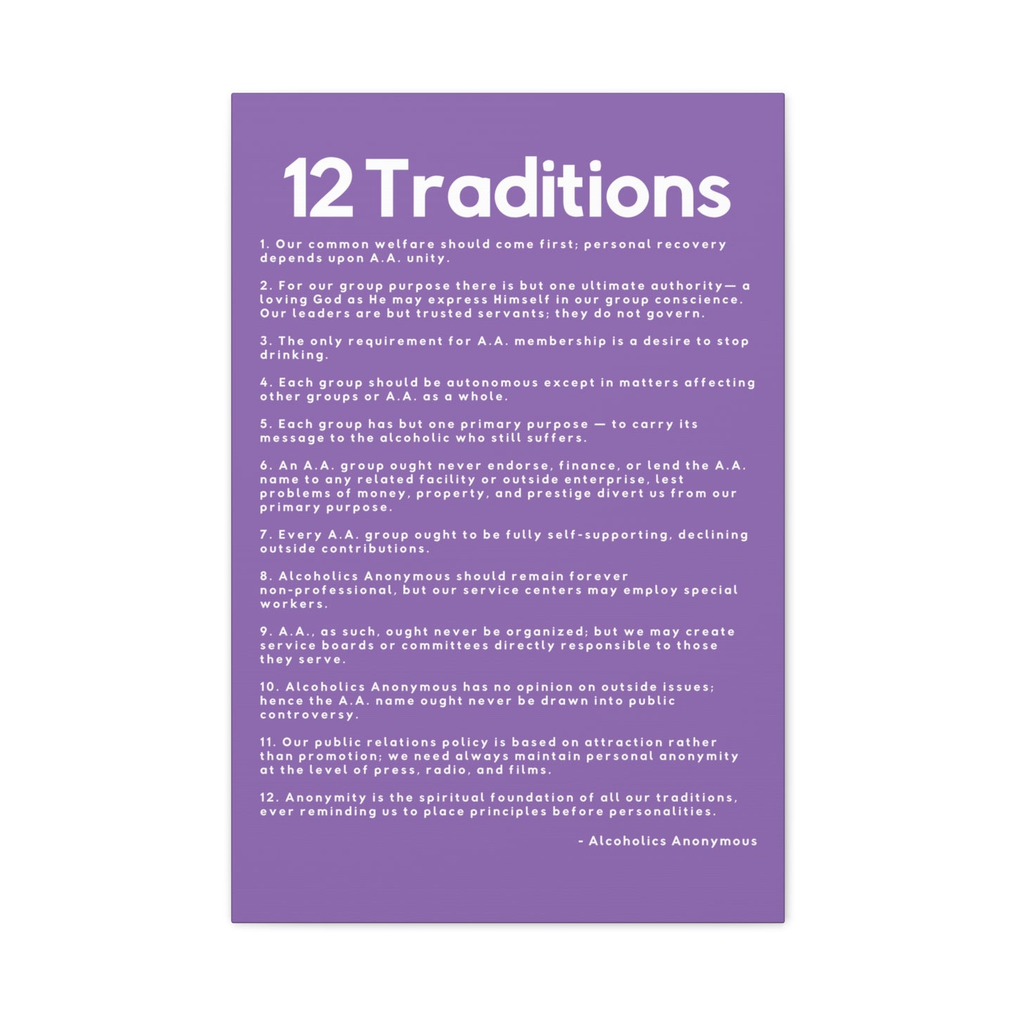 Haler Smith - Canvas - Haler Smith Matte Canvas - 12 Traditions - Vertical Light Purple Matte Finish