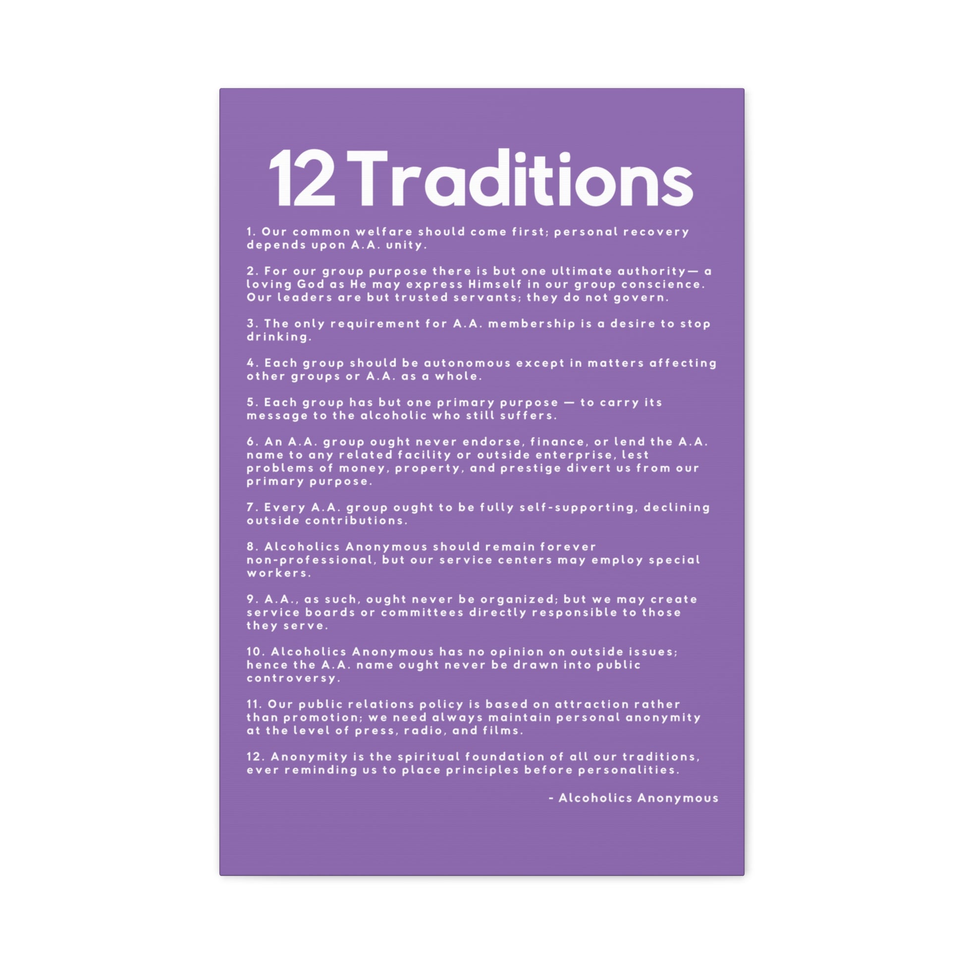 Haler Smith - Canvas - Haler Smith Matte Canvas - 12 Traditions - Vertical Light Purple Matte Finish