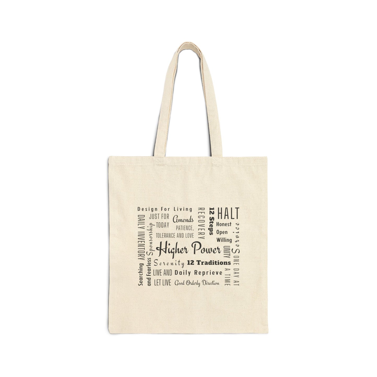 Haler Smith Cotton Canvas Tote Bag - Recovery Phrases 1 - Natural