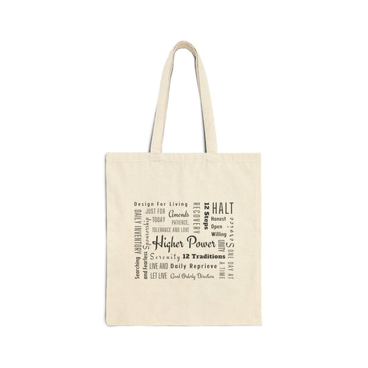 Haler Smith Cotton Canvas Tote Bag - Recovery Phrases 1 - Natural