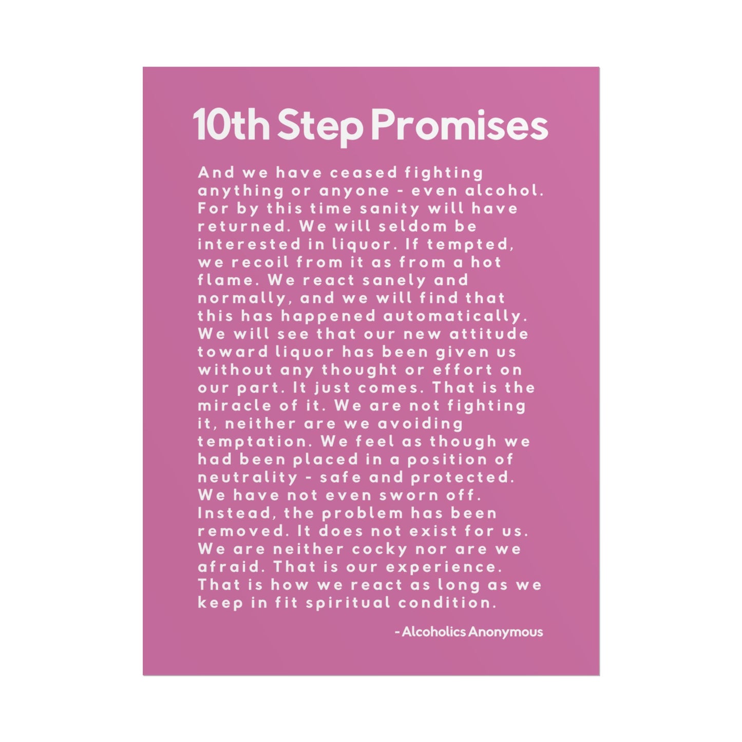 Haler Smith - Poster - Haler Smith Rolled Poster - 10th Step Promises - Vertical Light Pink Matte Finish