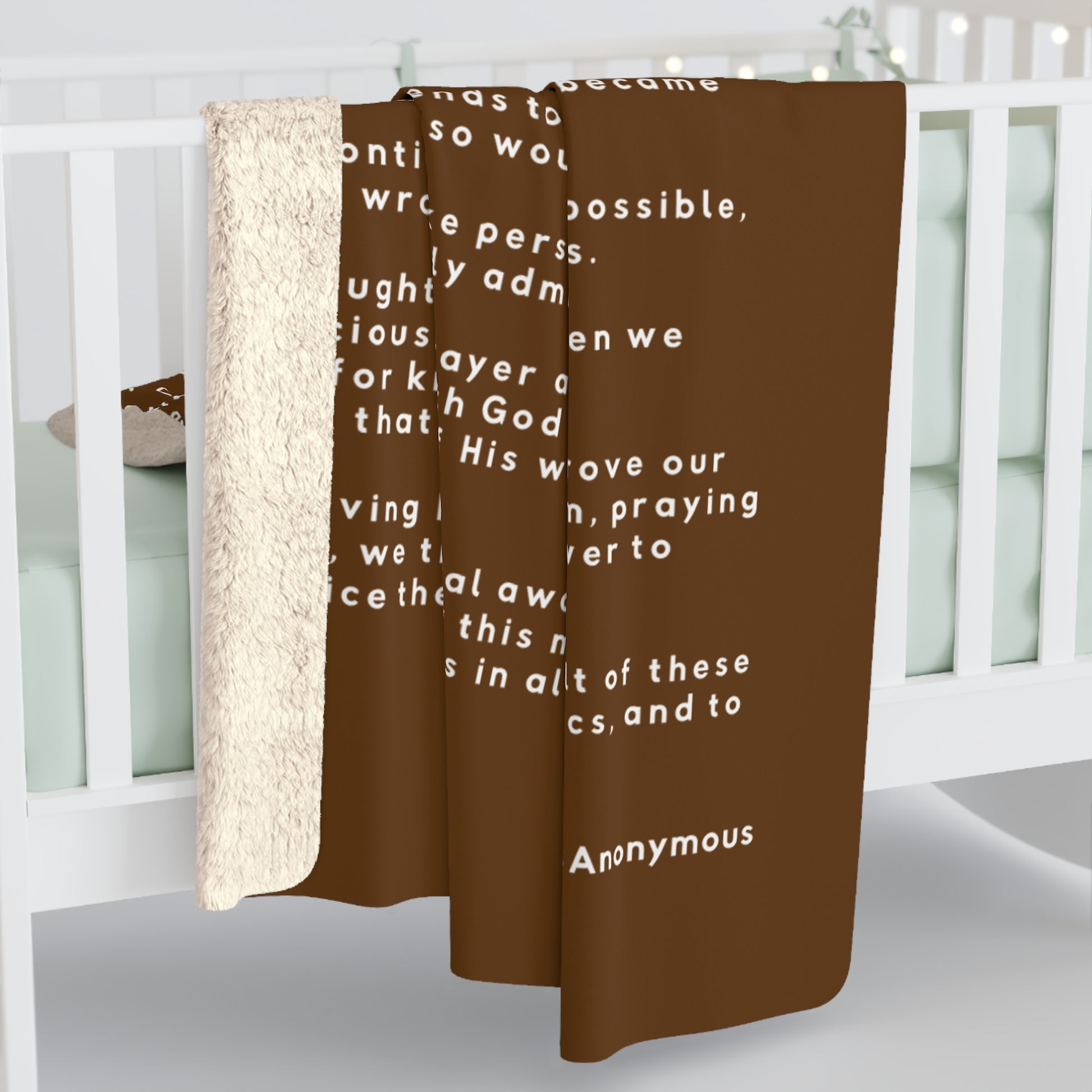 Haler Smith - Home Decor - Haler Smith Sherpa Fleece Blanket - 12 Steps - Brown