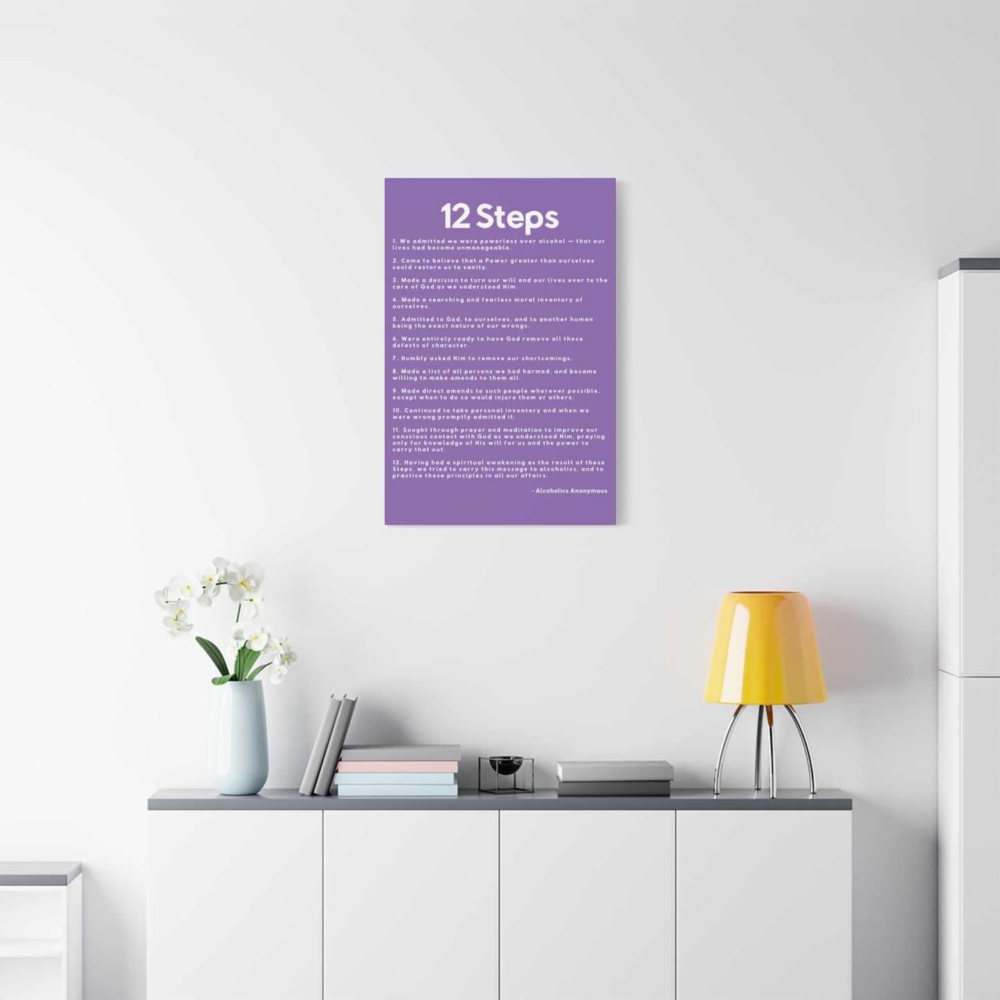 Haler Smith - Canvas - Haler Smith Matte Canvas - 12 Steps - Vertical Light Purple Matte Finish