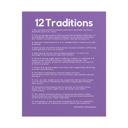Haler Smith - Poster - Haler Smith Rolled Poster - 12 Traditions - Vertical Light Purple Matte Finish