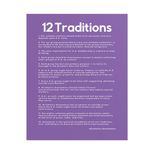 Haler Smith - Poster - Haler Smith Rolled Poster - 12 Traditions - Vertical Light Purple Matte Finish