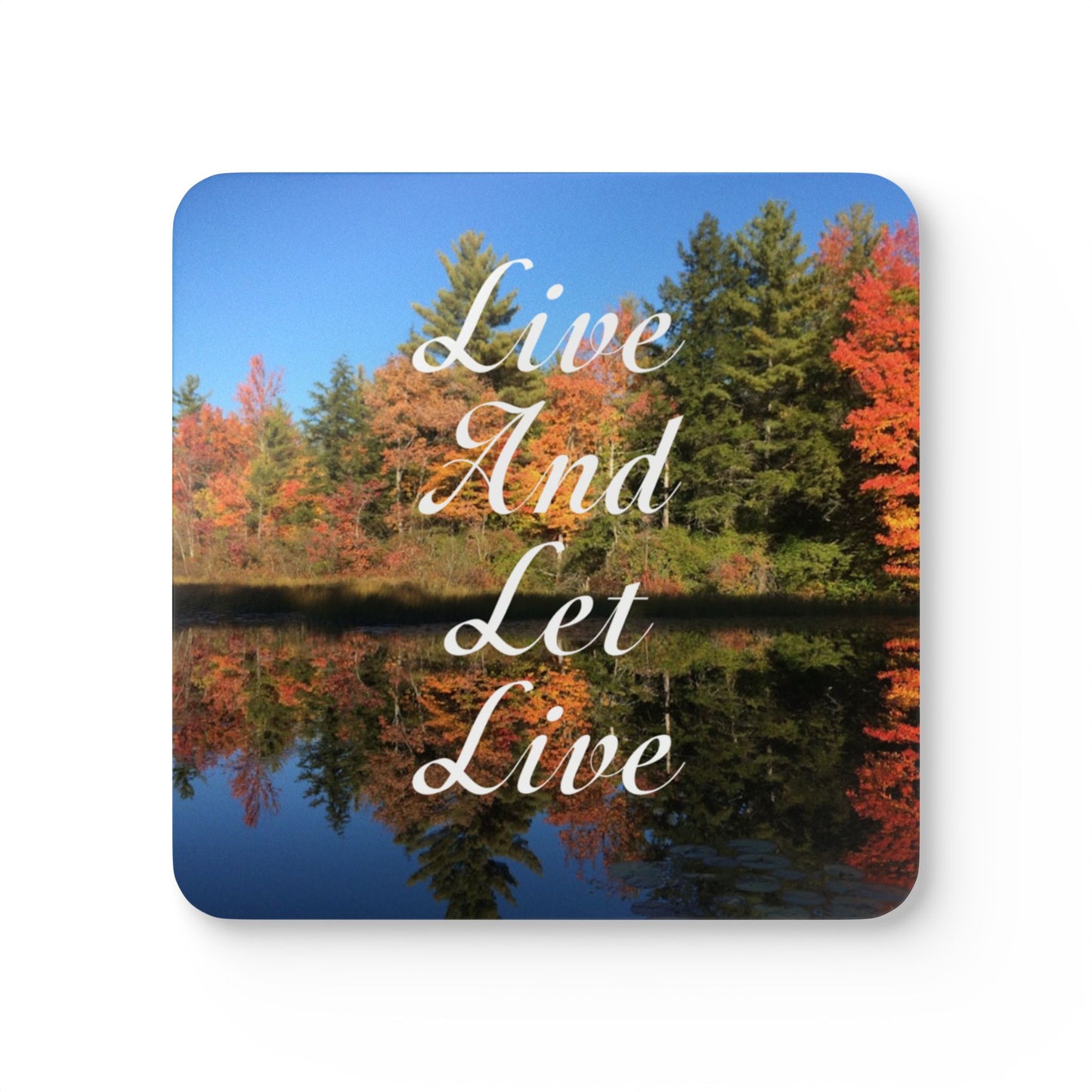 Haler Smith Corkwood Coaster Set Mountain Pond - Live and Let Live White