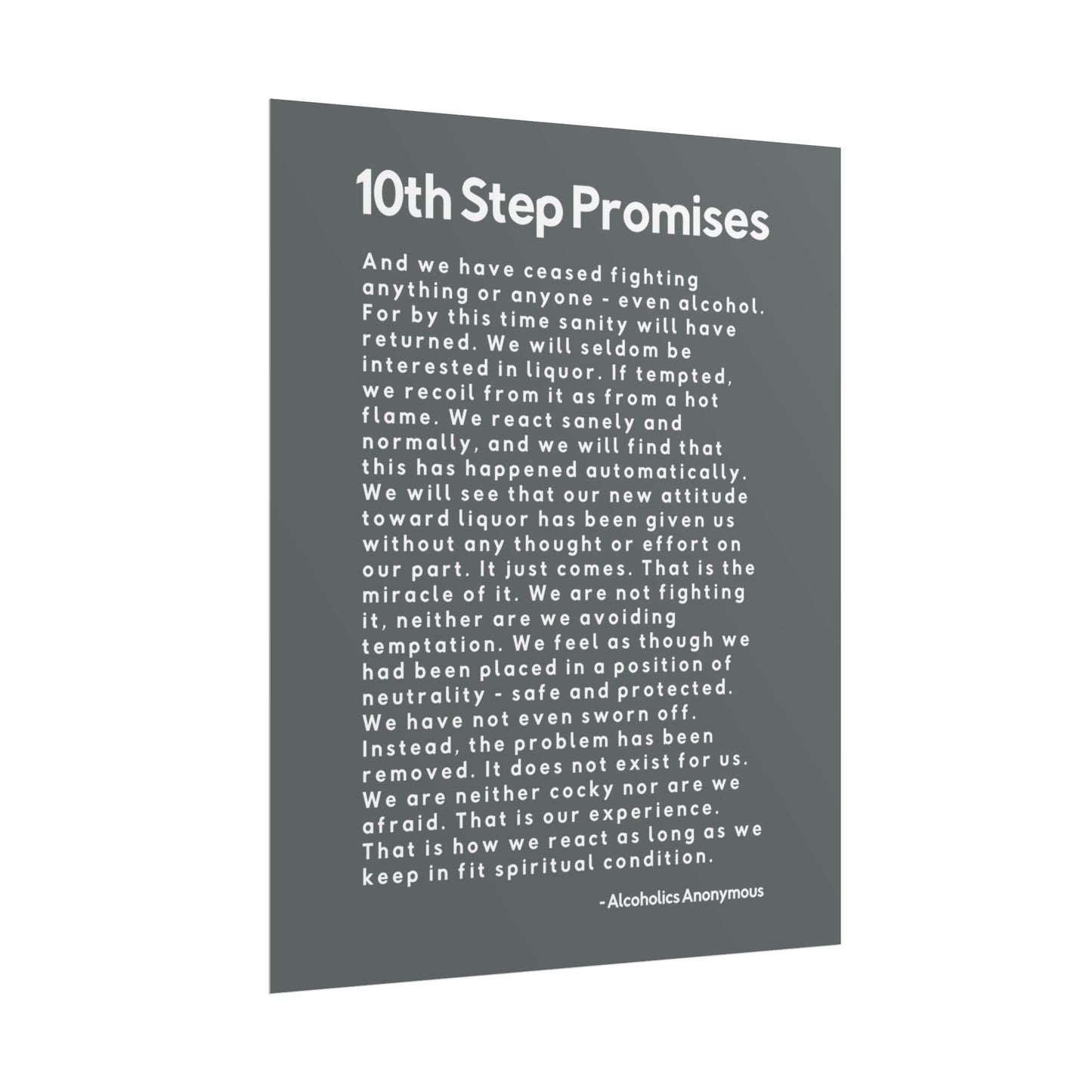 Haler Smith - Poster - Haler Smith Rolled Poster - 10th Step Promises - Vertical Dark Gray Matte Finish