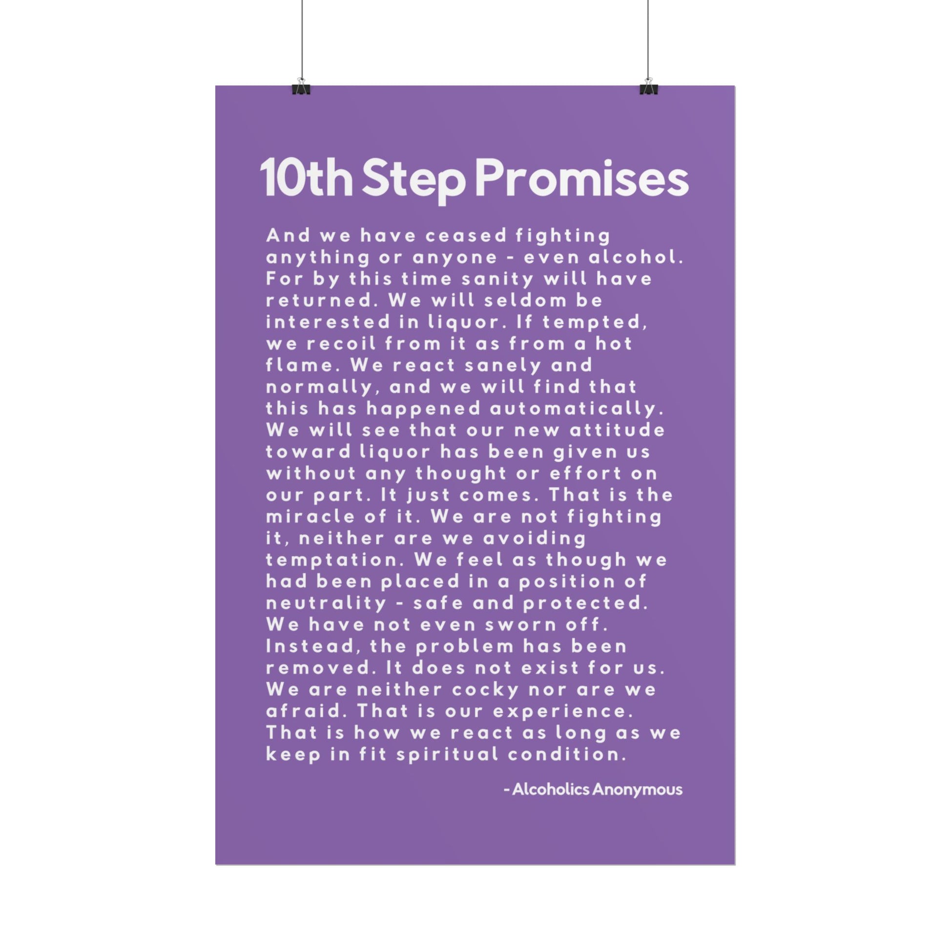 Haler Smith - Poster - Haler Smith Rolled Poster - 10th Step Promises - Vertical Light Purple Matte Finish