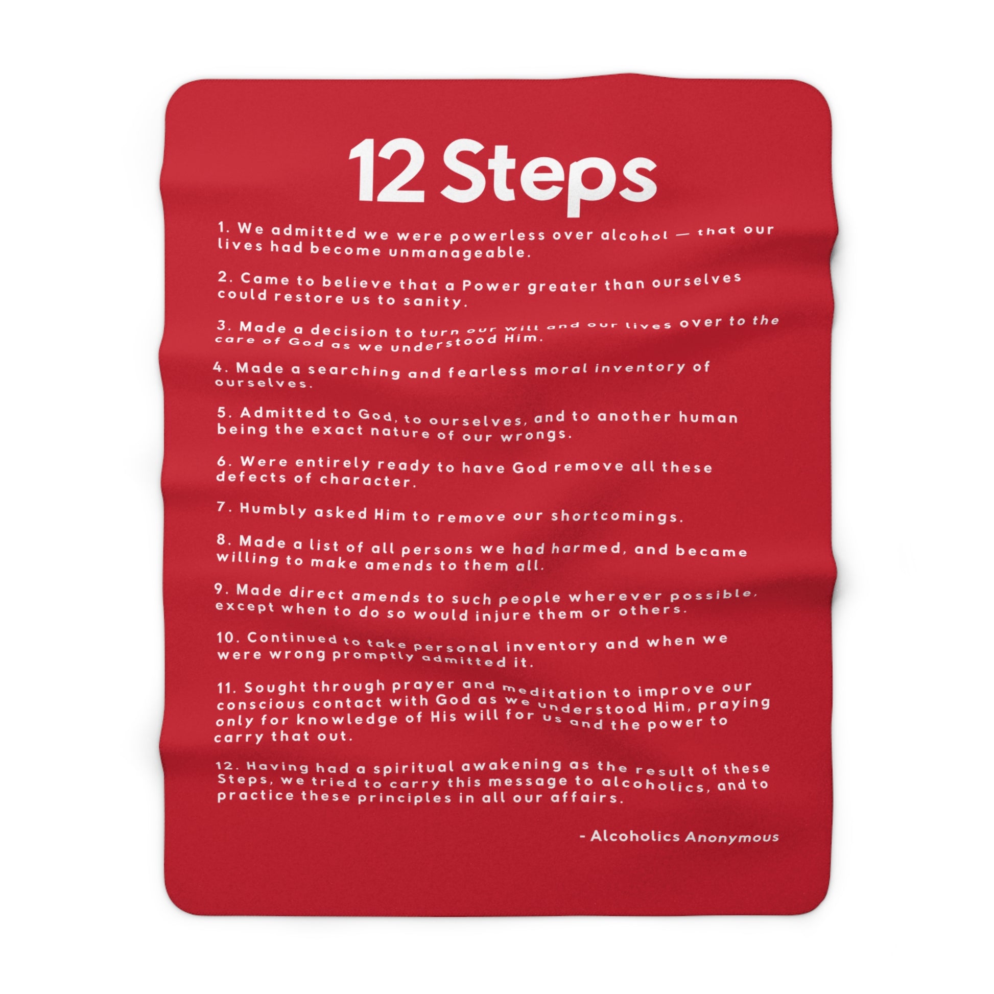 Haler Smith - Home Decor - Haler Smith Sherpa Fleece Blanket - 12 Steps - Dark Red