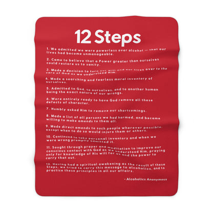 Haler Smith - Home Decor - Haler Smith Sherpa Fleece Blanket - 12 Steps - Dark Red