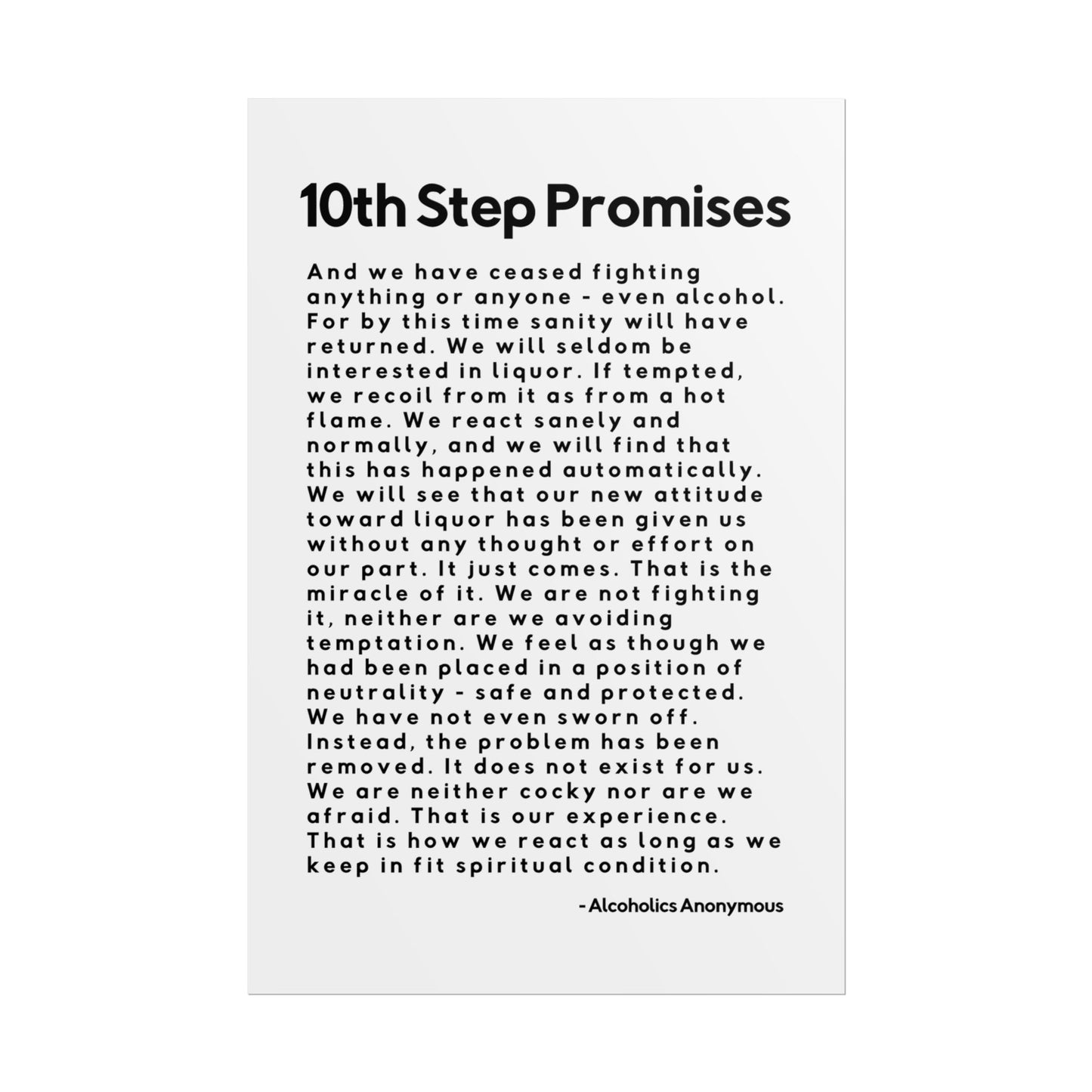 Haler Smith - Poster - Haler Smith Rolled Poster - 10th Step Promises - Vertical White Matte Finish