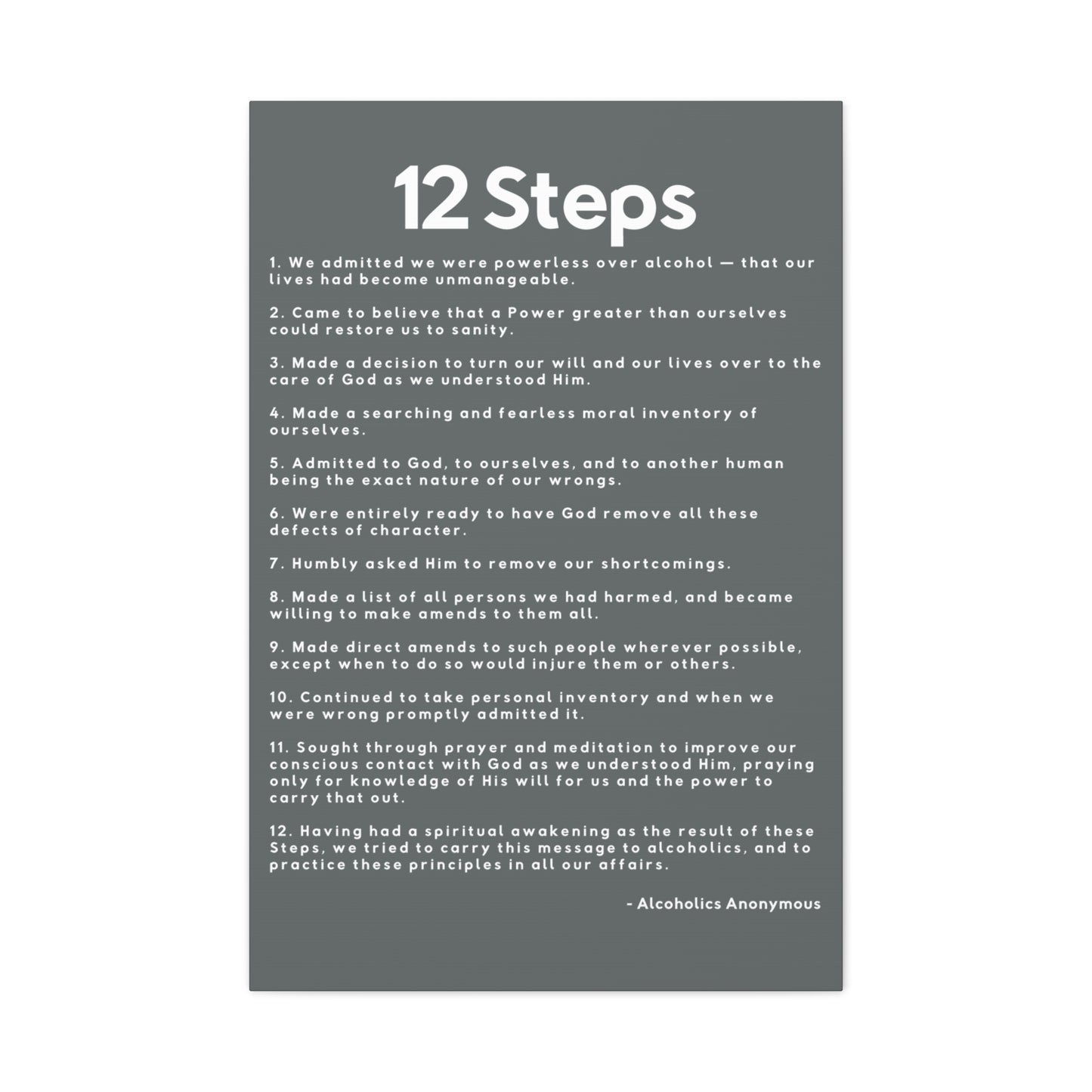Haler Smith - Canvas - Haler Smith Matte Canvas - 12 Steps - Vertical Dark Gray Matte Finish